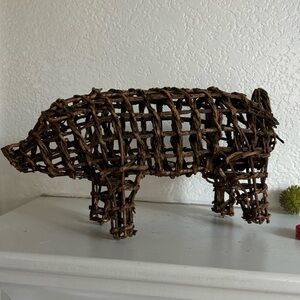 Wicker Pig basket animal boho rustic African